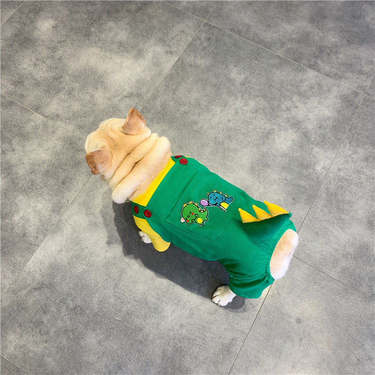 Pet Dog Suspenders French Dinosaur Clothes