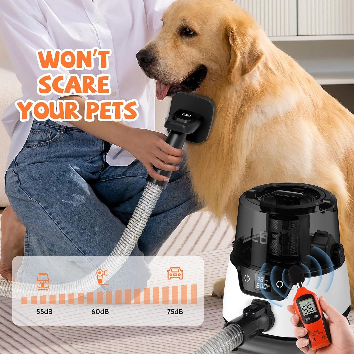 Dog Dryer With 6 Pet Grooming Tools,