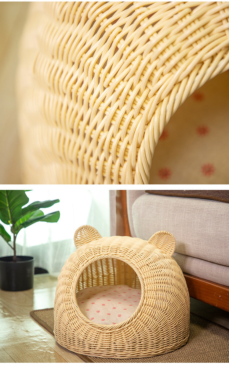 Semi-enclosed Pet Shelter Hand-knitted Cat House