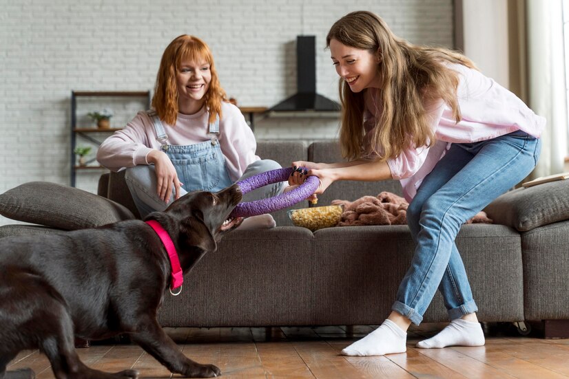 full-shot-women-dog-playin