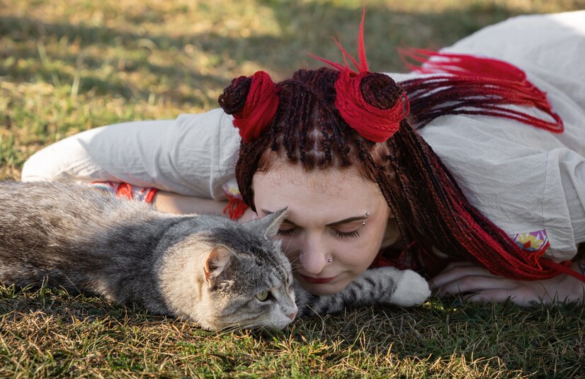 young-woman-playing-with-cat